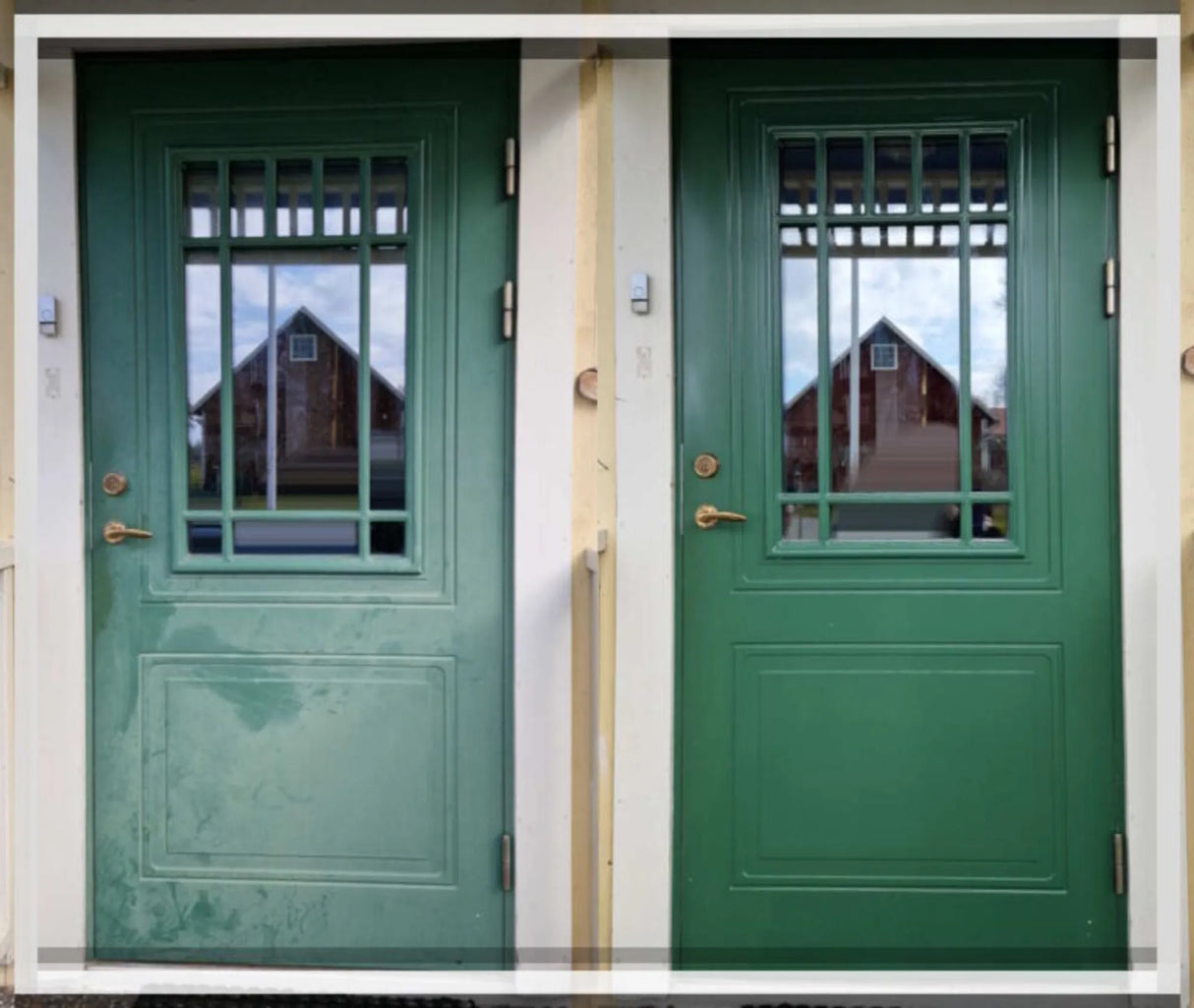 Dorrglans före efter bild grön dörr