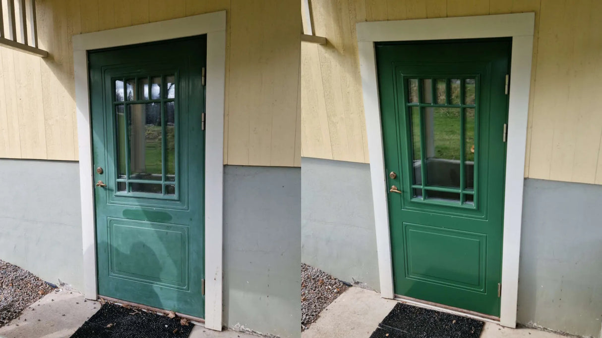 Dorrglans före efter bilder grön dörr 2