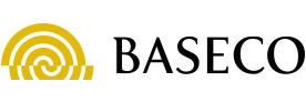Logotyp för Baseco. Ett företag som tillverkar furugolv och andra träprodukter.